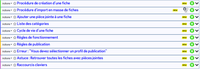 Fonctionnalités : fiches