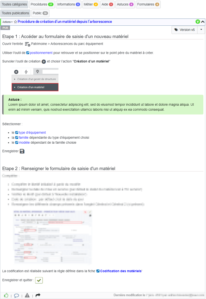 Fiche dans une base de connaissances